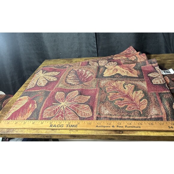 Fall Leaves Placemats Set of 4 & Table Runner Tapestry Reds Oranges Autumn Color - Picture 6 of 9